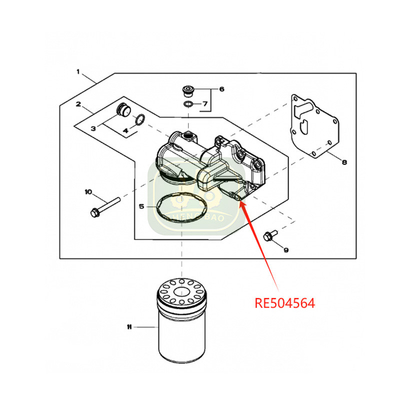 Sistem Mesin RE504564 R502505 Kepala Filter Minyak Untuk Traktor