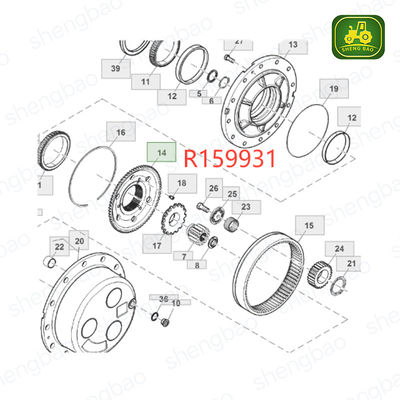 Penggantian Gandar Depan 50T/70T R159931 Ring Gear Untuk Traktor
