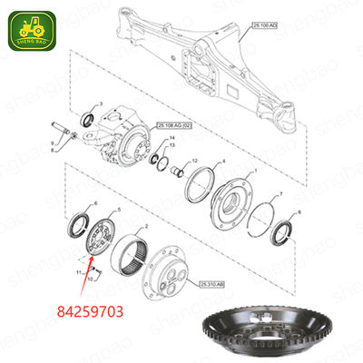Suku Cadang Gandar Depan 84259703 Ring Gear 60T Untuk Traktor
